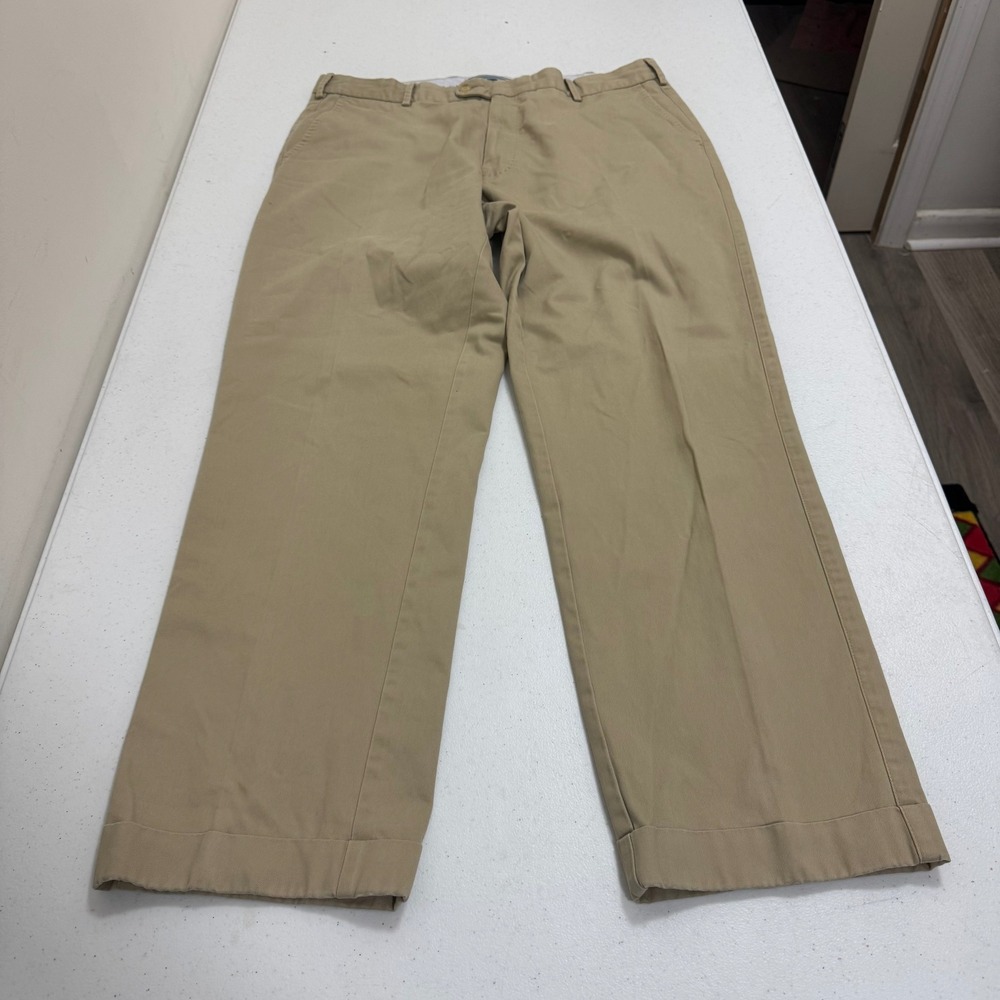 Peter‎ Millar Mens 36 Khaki Chino Pants Straight Leg Cuffed Tan Twill Trousers